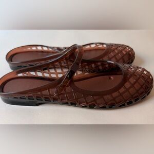 Brown Jelly Mary Jane Shoes | Adjustable Strap | 40 (US 8-8.5) | Retro Y2K Style